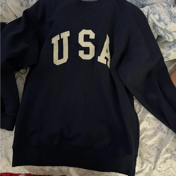 Brandy Melville Navy USA Crewneck Sweater - Picture 1 of 2